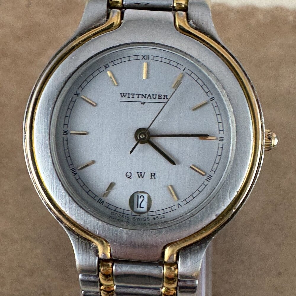 Fabulous Vintage Swiss Made Wittnauer Gold and Stainless Steel Dress Watch